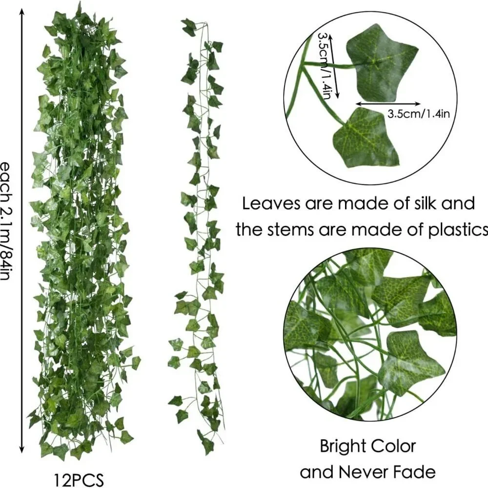 Fake Vines for Room Decor12 Pack 84 Feet Aesthetic Artificial Plant Ivy Leaves H - Picture 2 of 8